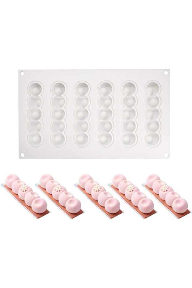 Silicone cake molds, 3D molds for ice cream, chocolate, pastries, and desserts, 6-hole concave spherical shape.