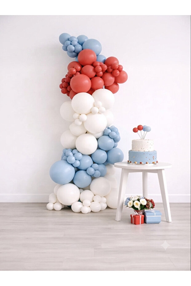 Retro White Orange Blue Red Balloon Chain Set of 100