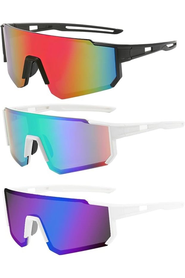Cycling sunglasses, three-piece set for men and women, road bike sunglasses with UV400 protection, for cycling, motorcycling, running, skiing