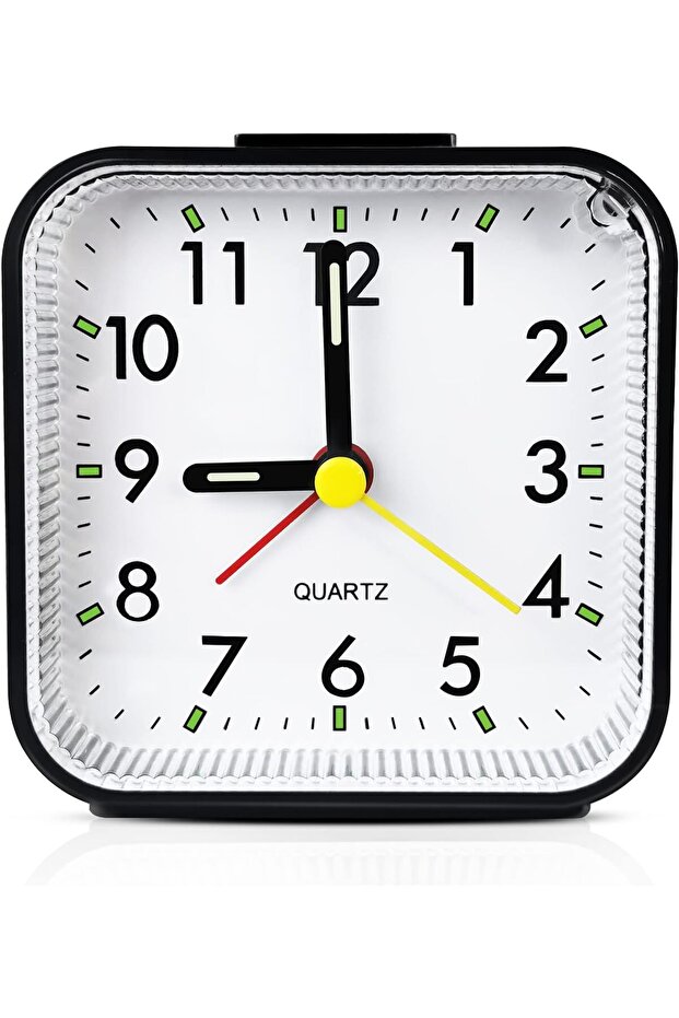 Travel Alarm Clock Battery Powered Snooze Function Night Light Quieter Bedside Alarm Clock for Children Bedroom Bathroom Kitchen Black