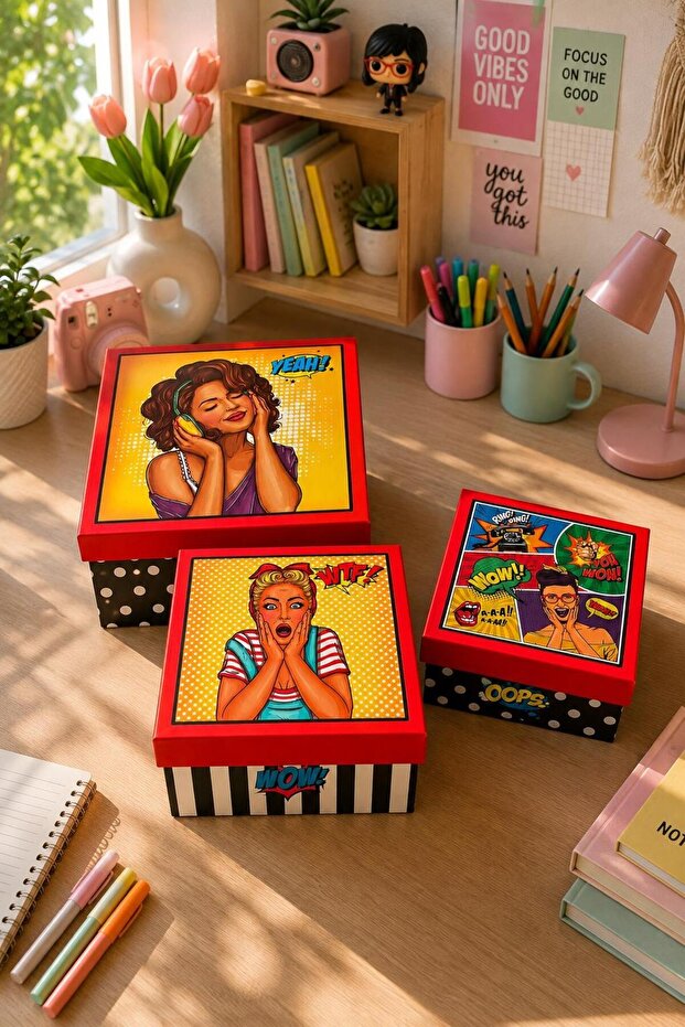 Gift 3-Piece Decorative Box Pop Art Premium Packaging Box