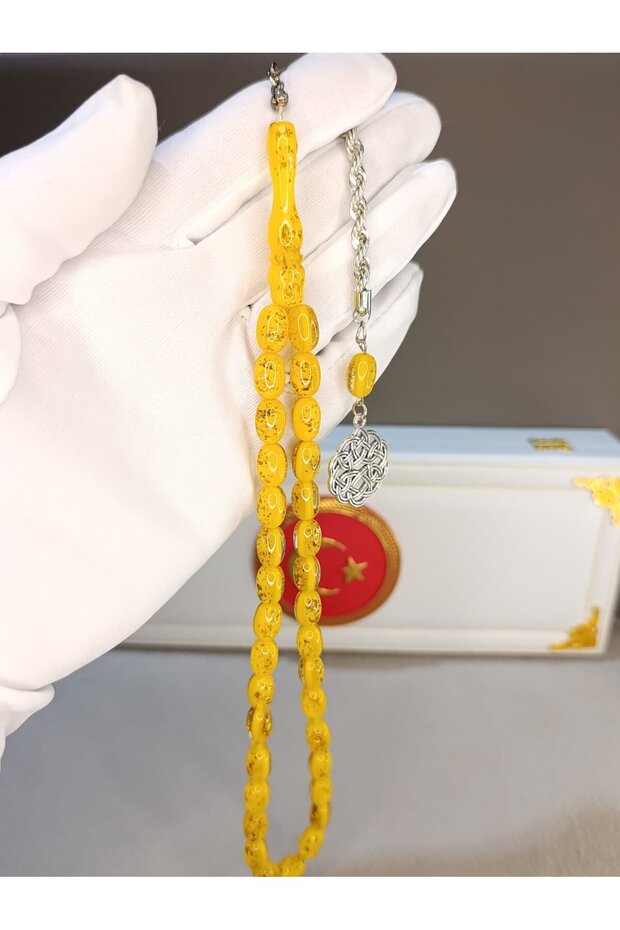 Gold Leafed Prayers Beads Yellow Colored