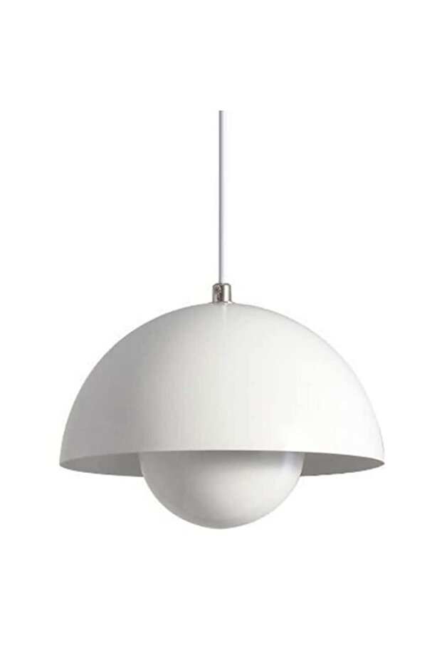 Chandelier, modern chandelier, suspended ceiling light with bulb, interior decorative lighting, white light, 23 cm (white)