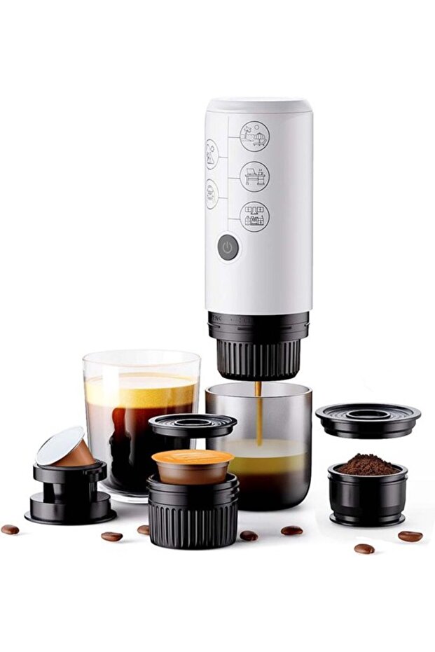 Portable Rechargeable Espresso Machine for Travel and Home, 3-in-1 Compatible with Coffee Capsules, Automatic Coffee Maker