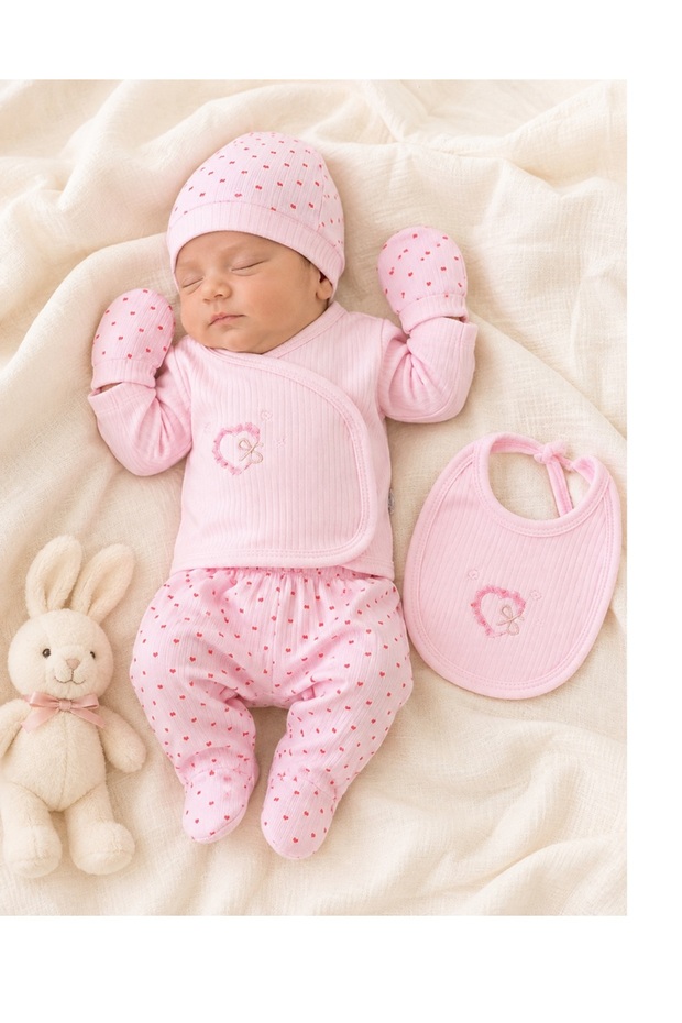 Newborn Baby Girl 100% Cotton 5-Piece Hospital Discharge Set