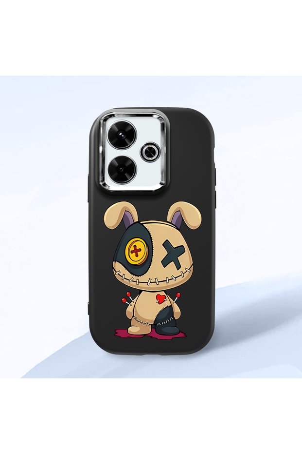 Poco M6 Compatible Case Camera Protector Black Silicone Couple Phone Case Character Patterned