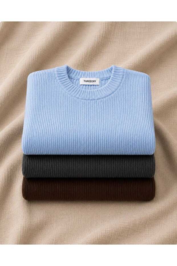 Men's Oversize Thessaloniki Knitted Sweater Crew Neck Basic Comfortable Fit Daily Stylish Winter Sweater