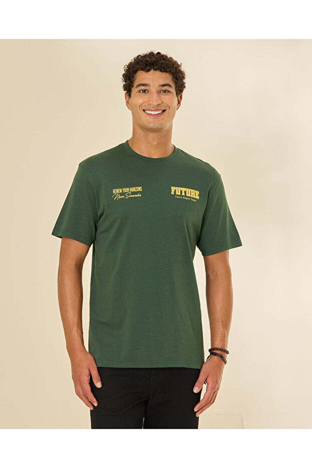 Men Green Graphic T-Shirt