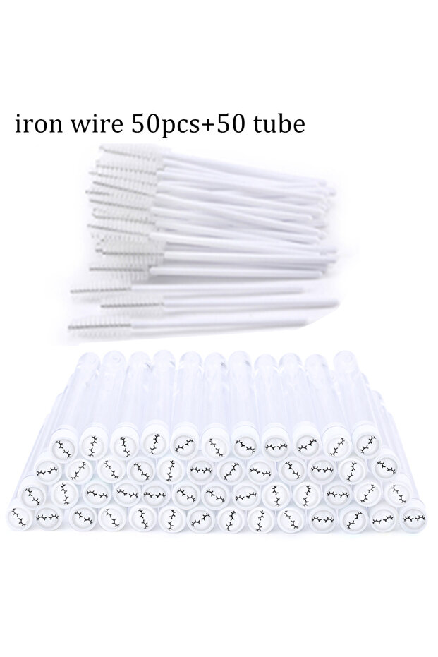 E 50pctube 50pcbrush 100Pcs Eyelash Brush Tubes Reusable Lash Mascara Wands In Tubes Eye Brow Applic