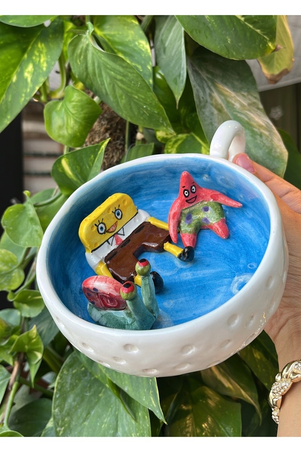 Spongebob & Patrick & Snail Gary Figured Ceramic Handmade Mug