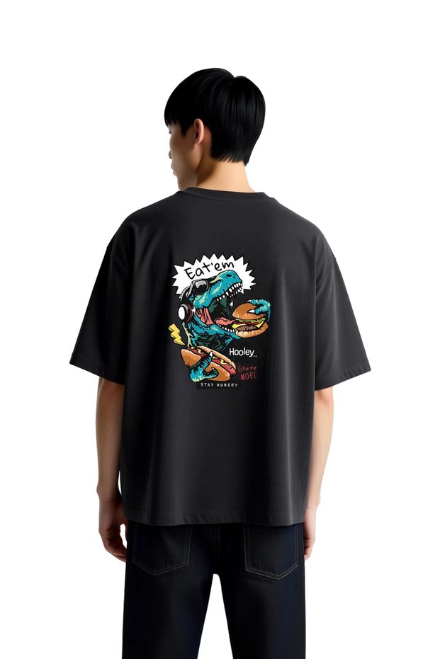 Men's Oversize Graphic Printed T-Shirt Food Humor Themed 100% Cotton Relaxed Fit Casual Modern Stylish
