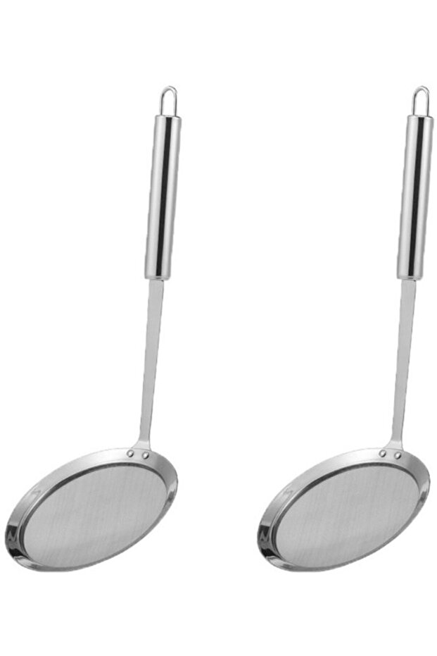 Stainless steel strainer set (2 pieces), fine sieve with handle, suitable for separating grease, silver.