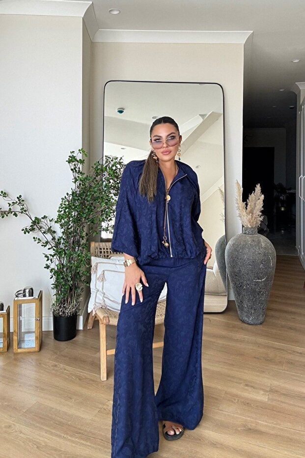 Women's Jacquard Viscose Jacket and Trousers Set