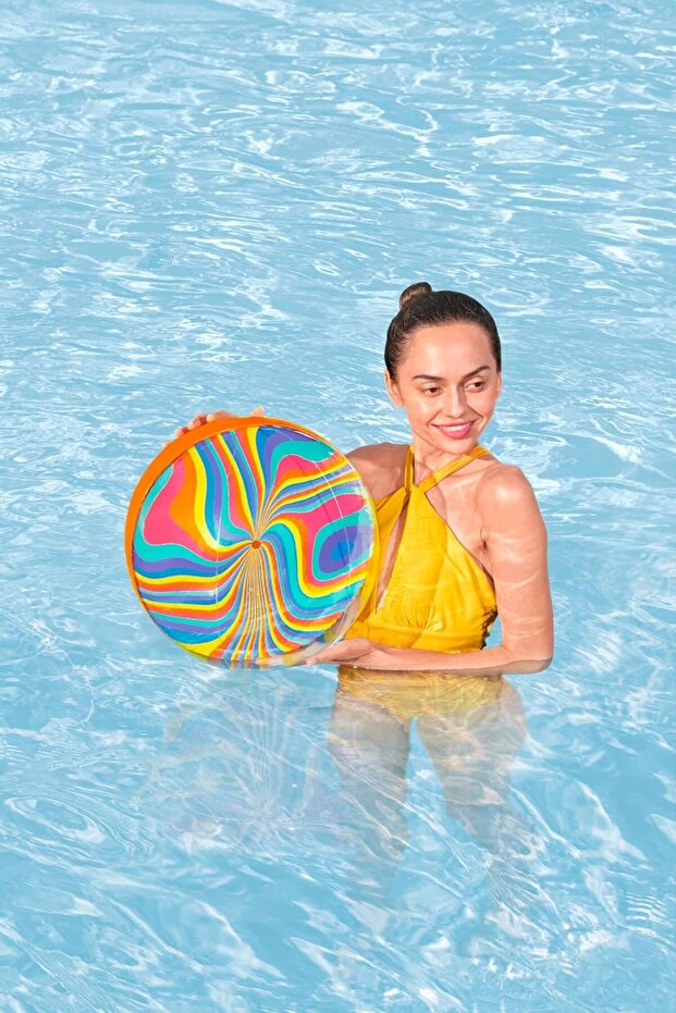 Inflatable Tie-Dye Twist Beach Ball - Colorful Beach Ball with Tie-Dye Pattern - Colorful Water Ball - Fun Pool & Beach Ball 46 Cm.