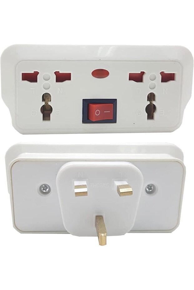 Universal 4 Way Electrical Adapter with Indicator Light Plug British Socket 4 Outlets (2UK, 2EU) Mul