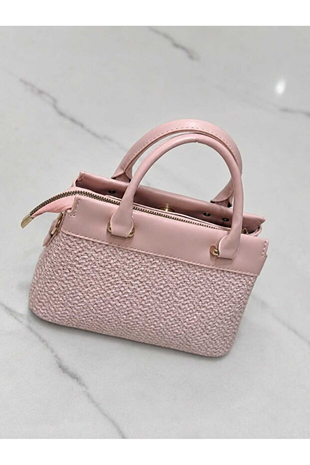 Women's Straw Woven Fabric Hand Shoulder Bag Matte Black