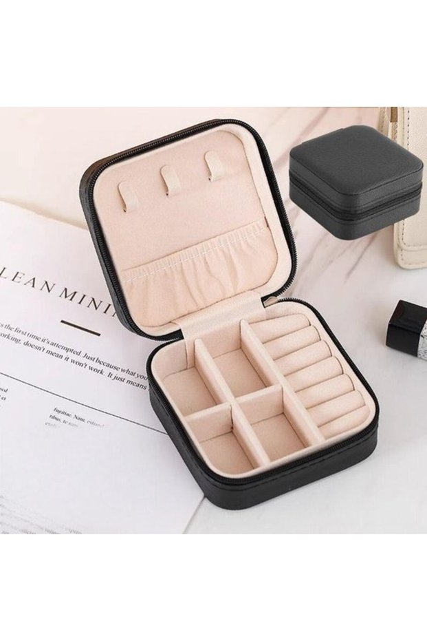Two-Piece Travel Jewelry Box - Compact and Stylish Storage Box - Jewelry and Earring Organizer - Portable Storage Bag - Ideal Gift for Women -