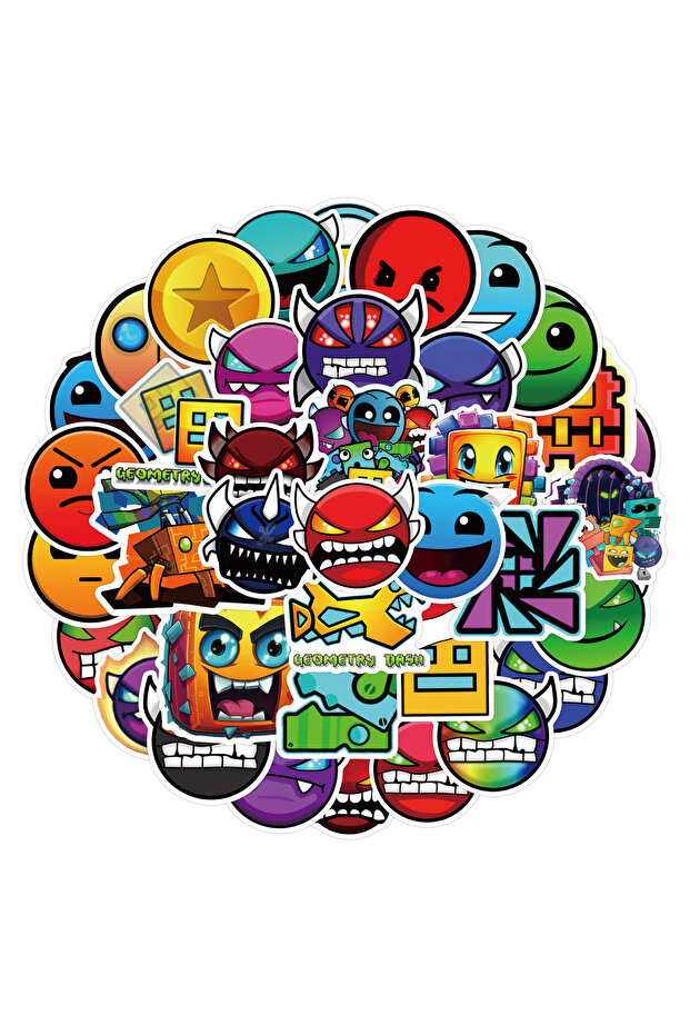 50PCS 50Pcs Geometry Dash Game Graffiti Stickers Waterproof Decorative Stickers for Suitcase Phone C
