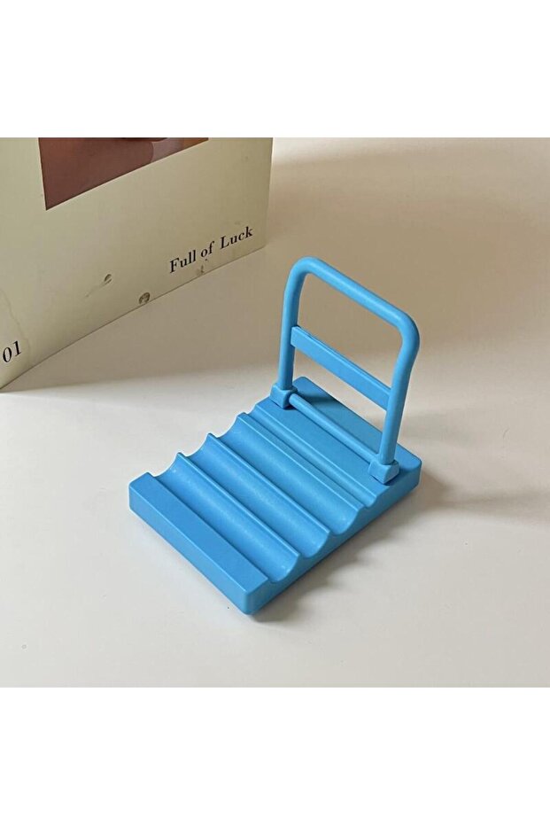 Blue Detachable Phone Stand, Durable Plastic, Yellow/Green/Blue, Compact Desktop Holder for Phones &