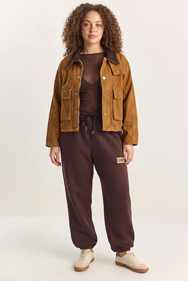Women's Basic Jogger Relaxed Fleece Sweatpants Brown
