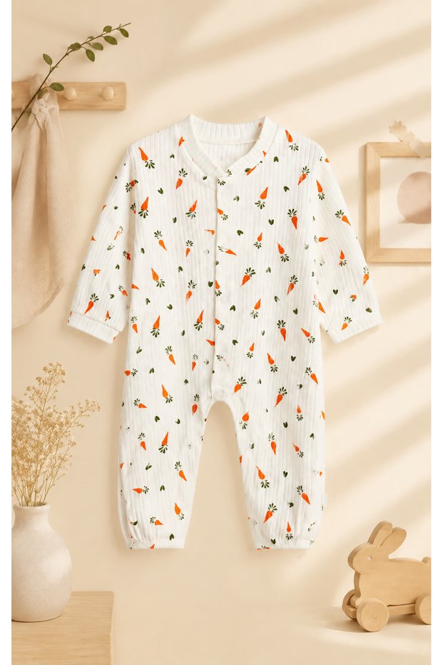 Baby Boy Baby Girl Romper Unisex Cotton Natural Cotton Patterned Snap Fastener Long Sleeve Newborn Baby Sleeping Bag