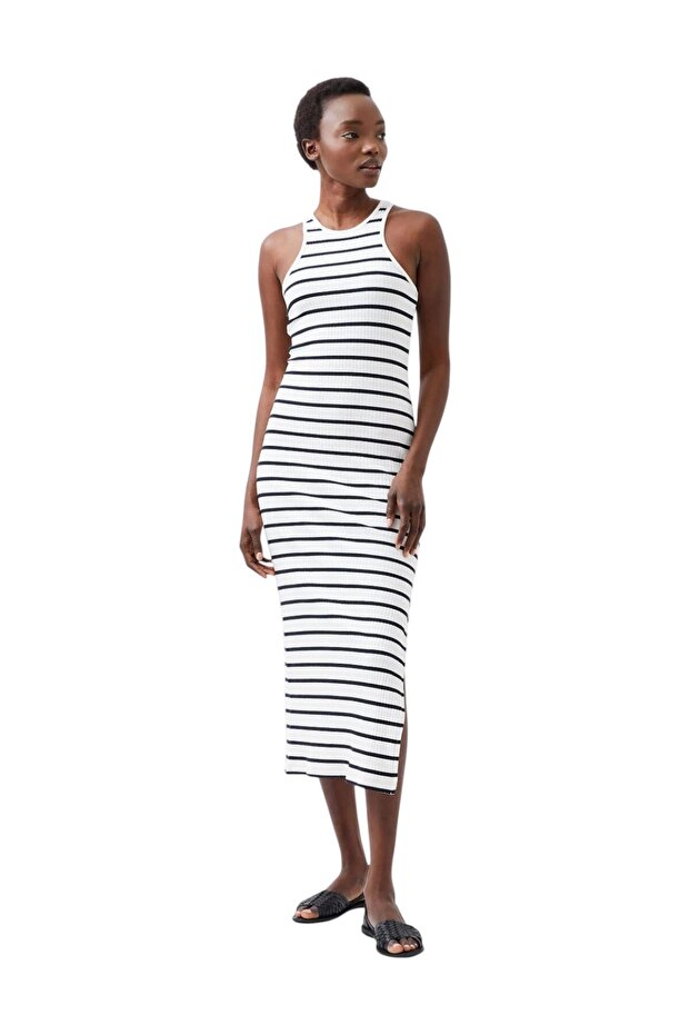 Women Tommy Rib Stripe Racer Back Dress