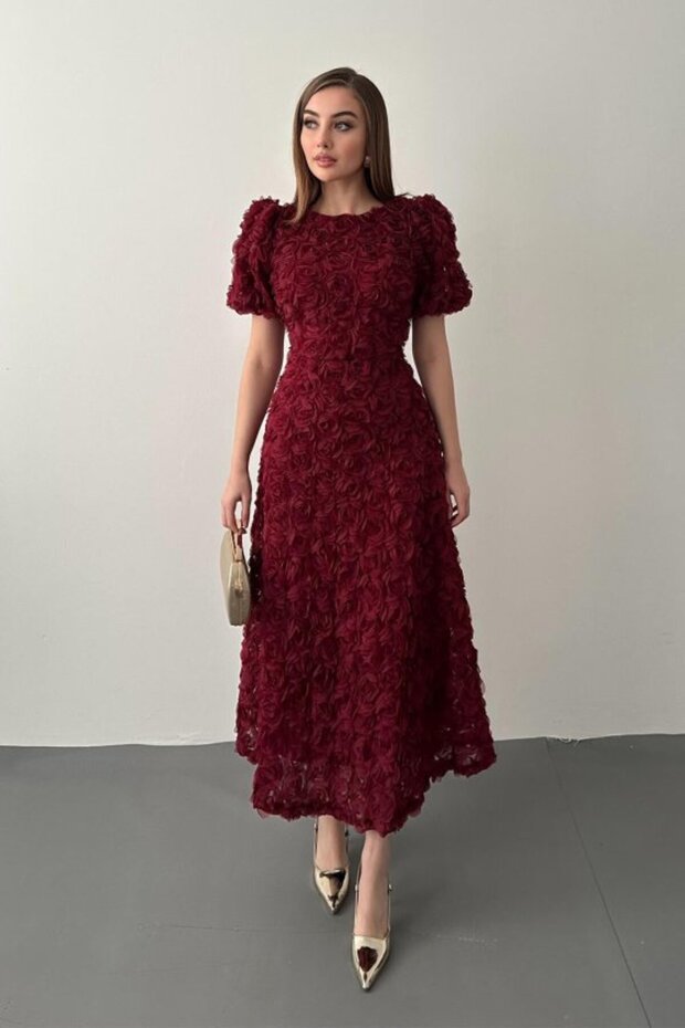 Burgundy Rose Dress