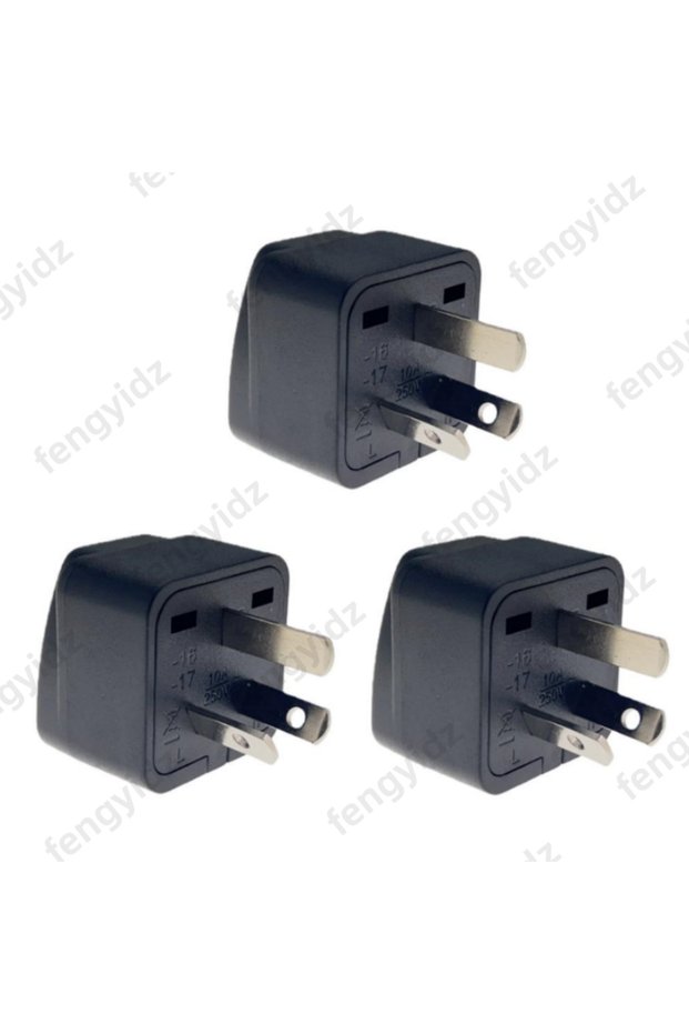 black 3pcs Australian/China/New Zealand Travel Adapter, IEC Type I Plug US/EU/UK/Swiss/Italy/Japan