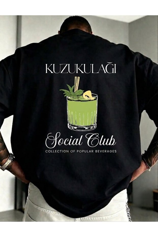 Men's Bear Social Club Drink Printed T-Shirt