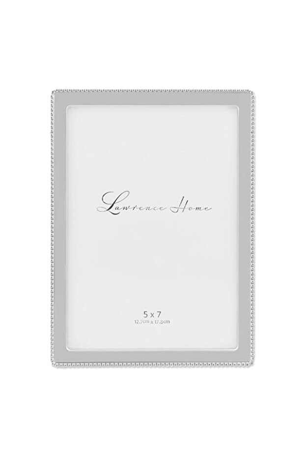 Lawrence Frames Metal Picture Frame with Delicate Outer Border of Beads, 5 by 7-Inch, Silver