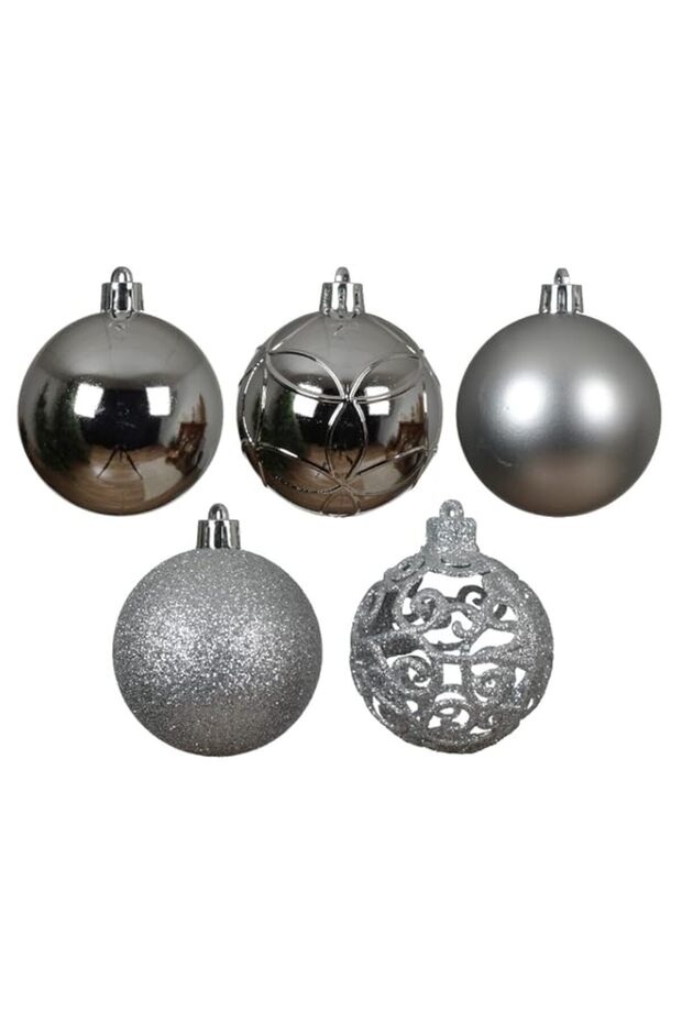 Kaemingk Baubles Shatterproof Sh Mt Mix Silver 6cm