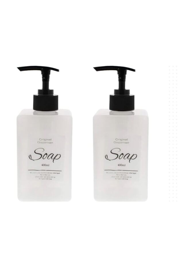 2-Pack Refillable Soap Dispenser – 400ml Clear Pump Bottles for Hand Soap, Shampoo, Lotion, and More"