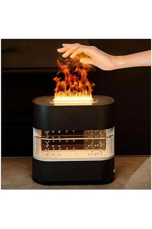 MISBAH Rain Fire Aroma Diffuser, 7 Colour LED Flame Night Light, Colourful Mixed Light, Humidifier with remote control