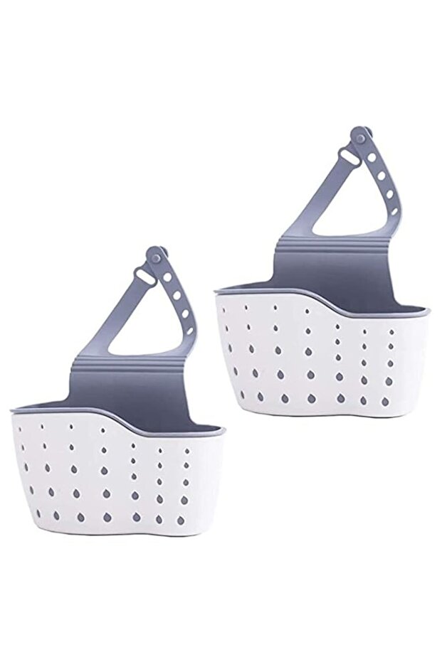 SKY-TOUCH 2Pcs Sink Caddy Sponge Holder, Kitchen Sink Storage Basket Hanging Bag Basket Organizer for Sponges Soaps and Cleaning Brushes Sink Accessories