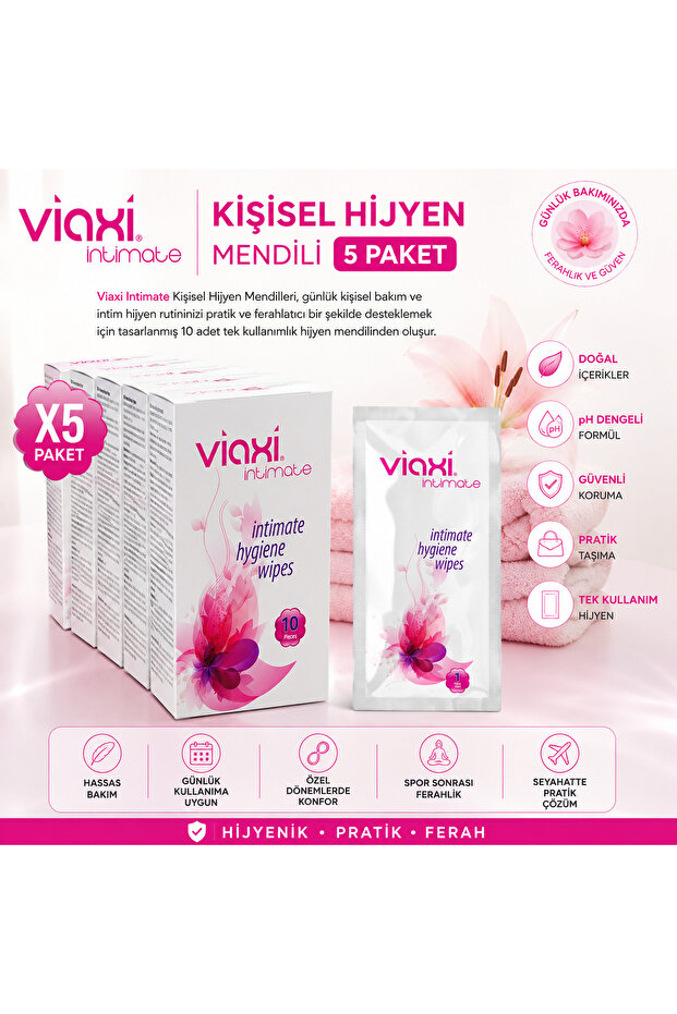 Intimate Cleaning Wipes 10 Pieces, Intimate Hygiene Wipes X 5 Packs