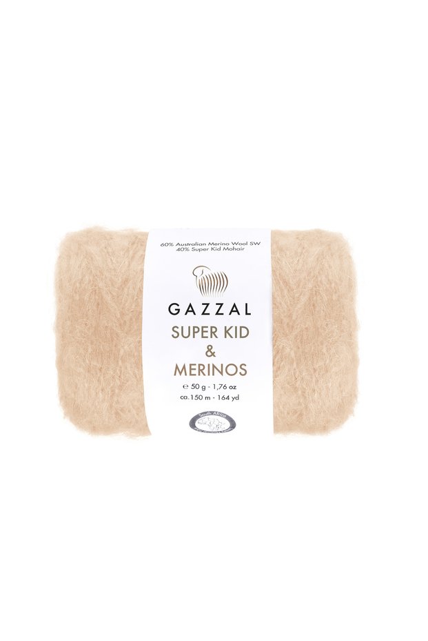 Gazzal Super Kid Merinos – Mohair and Merino Wool Blended Hand Knitting Yarn | 4 X 50 Gr (200 Gr) Package