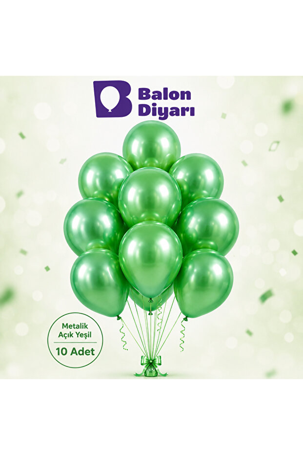 10 Metallic Light Green Balloons – Shiny Stylish Decoration Balloon Bouquet