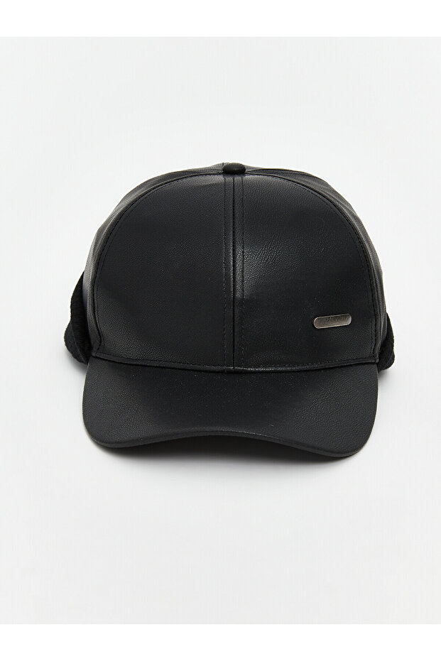 Create Your Style with Uzg Store Black Leather-Look Men's Cap Hat