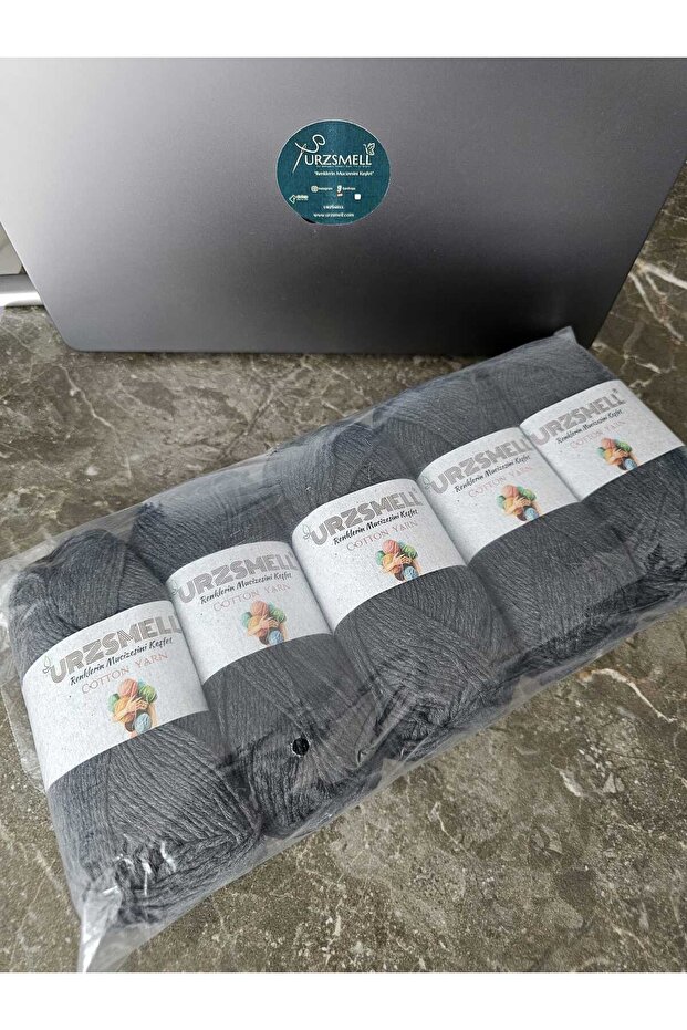 Cotton Knitting Yarn 5-Pack 500 Gr. Anthracite (100Gr, 200Mt Dir.)