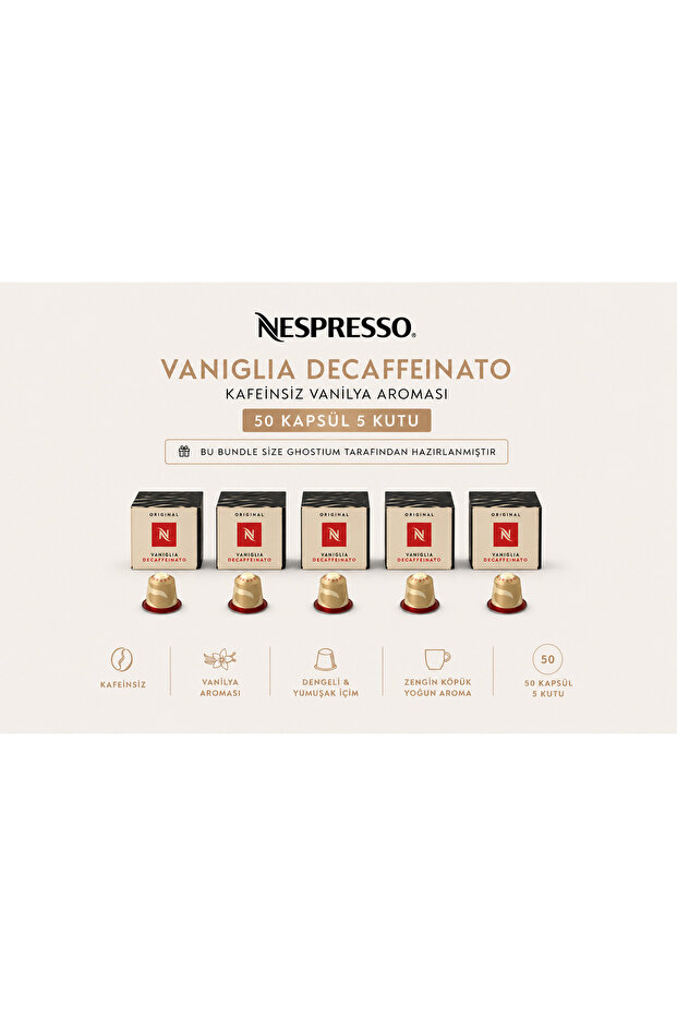 Vaniglia Decaffeinato Caffeine-Free Vanilla Flavored 50 Capsule Set I Ghostium