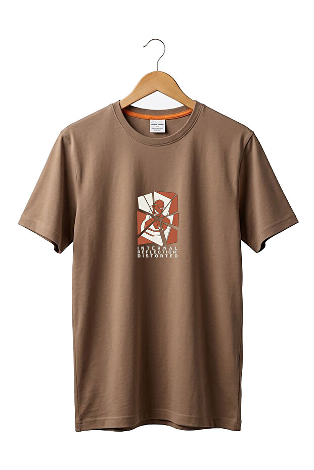 Internal Reflection Printed Minimalist Abstract Graphic Design 100% Cotton Basic T-Shirt