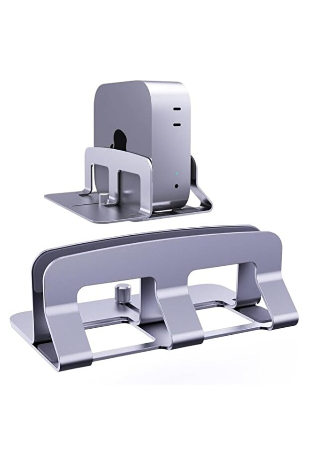 ELEPHANTBOAT® Adjustable Vertical Laptop Stand, Aluminum Double Dock Holder with Anti-Slip Silicone Base, Space-Saving Laptop Riser Compatible with MacBook Pro/Air, Dell, HP, Surface, Tablet up to