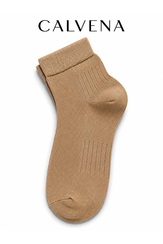 Men's Bamboo 6 Pairs Beige Booties Socks