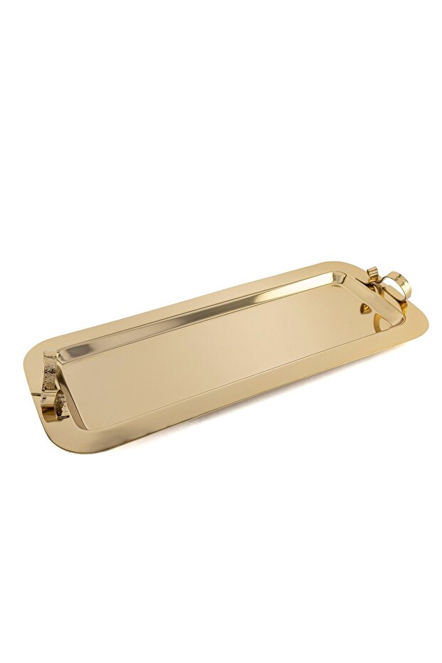 Gold Wave Tray with Handle 49X20X6Cm