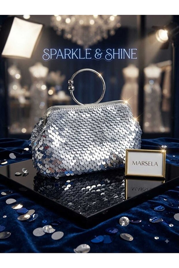 Sequin-Embellished Evening Bag