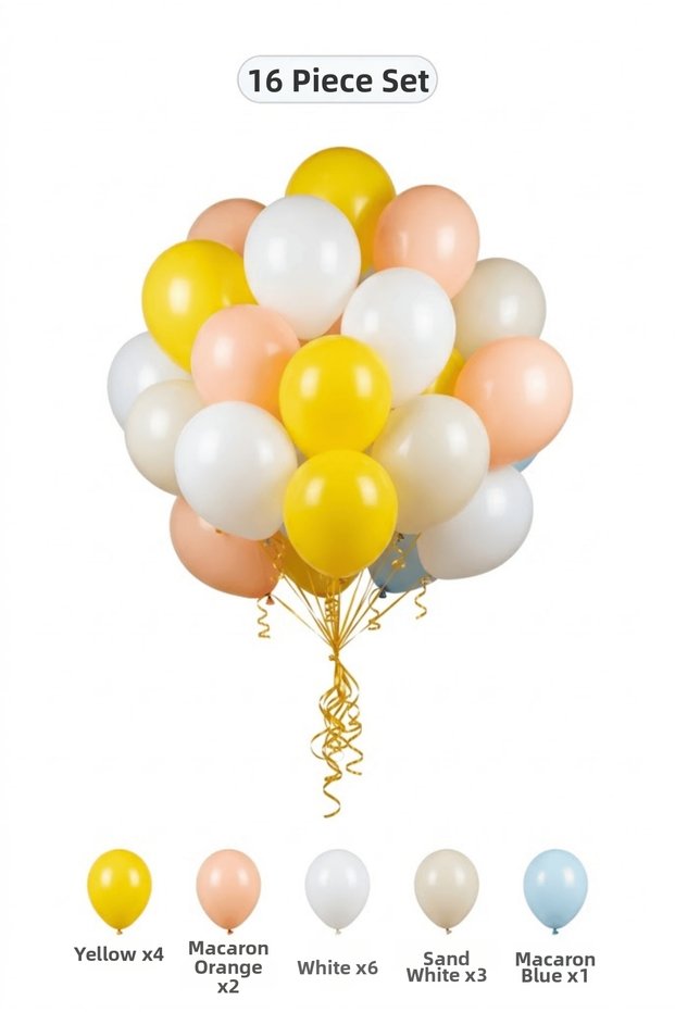Pastel Mixed Themed Balloon Set Sand White Macaron Blue 16 Pieces Girls Birthday Party Decoration