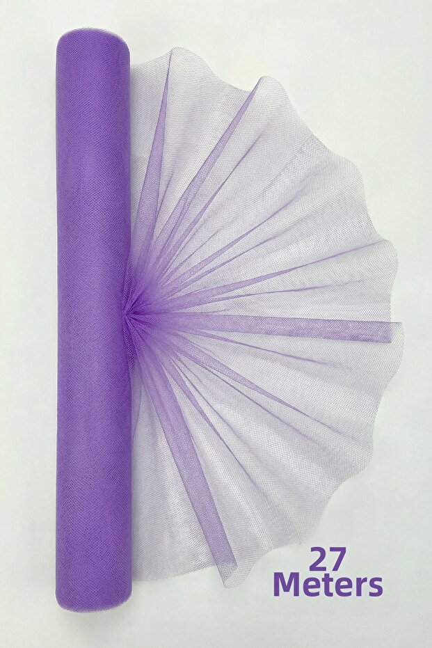 27 Meters Iranian Greek Tulle Lilac, Engagement Dowry Bundle Door Birthday Convoy Party Decor Ornament (Width 70cm)
