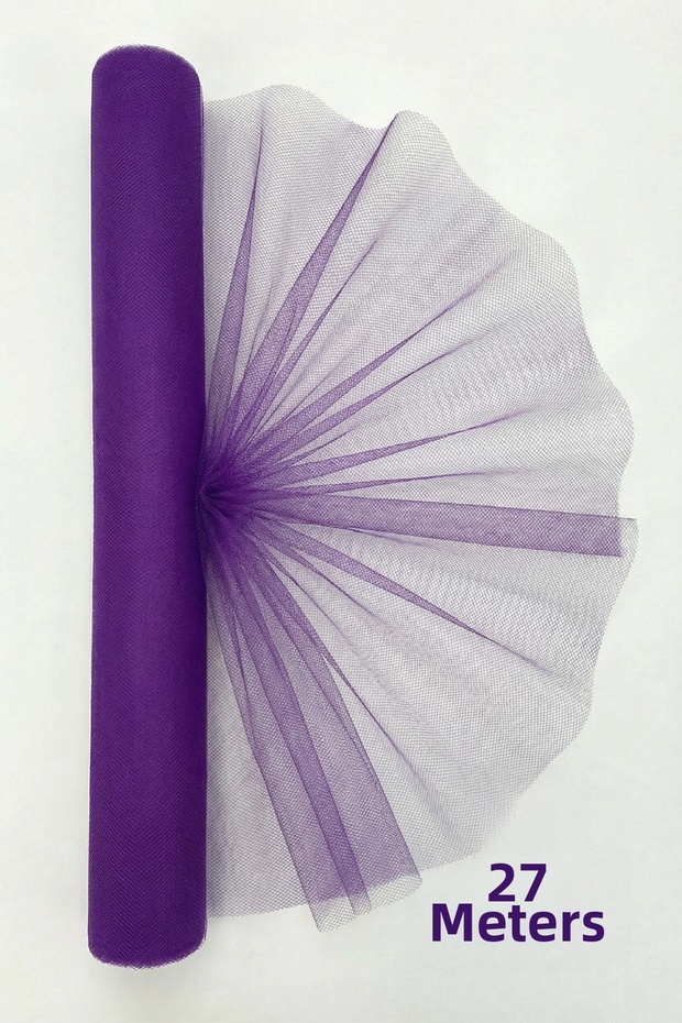 27 Meters Iranian Greek Tulle Purple, Engagement Dowry Bundle Door Birthday Convoy Party Decor Ornament, (Width 70cm)