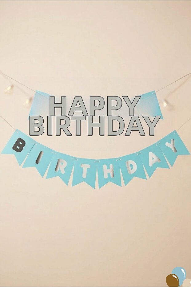 Blue Silver Happy Birthday Written Birthday Sign Party Banner Decoration