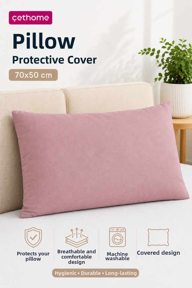 غطاء وسادة واقٍ من çetHome مقاس 50x70 سم بتصميم وردة مجففة